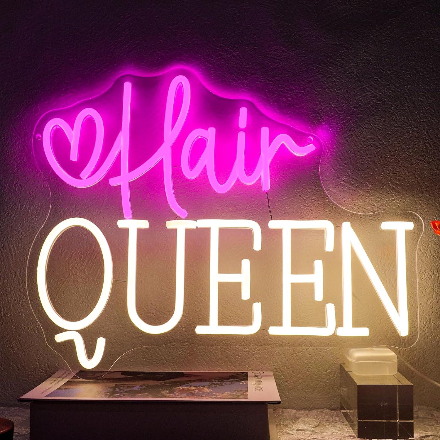 Beauty Makeup Store - Letreiro Neon 'Rainha do Cabelo' Regulável
