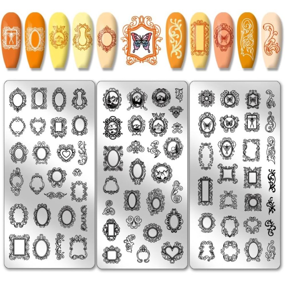 Nail Art Stamping Kit - 3 peças de Placas de Estampagem