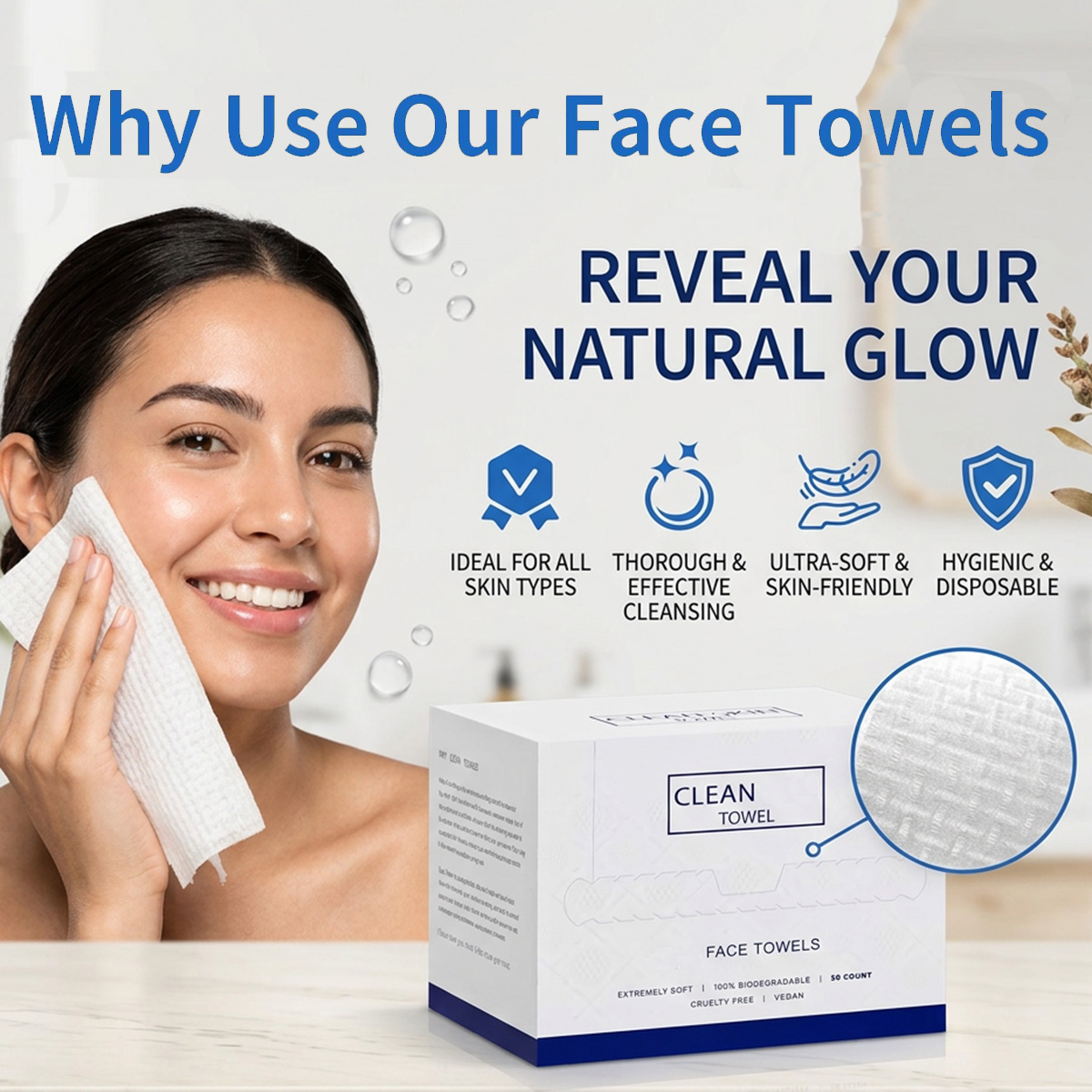 Beauty Makeup Face - 50 Unidades/Caixa Toalhas Faciais Descartáveis para