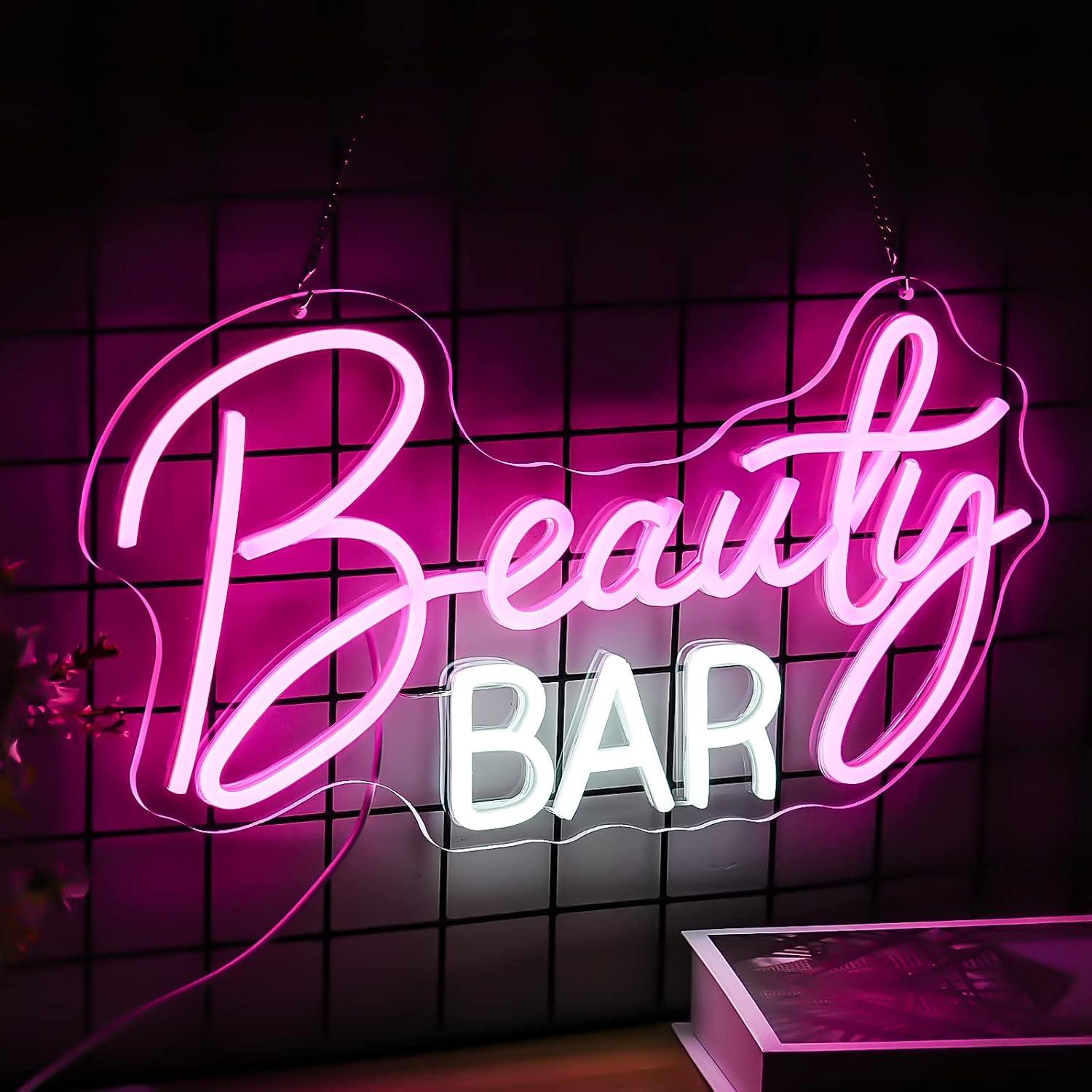 Beauty Makeup Bar - Letreiro de néon para salão de