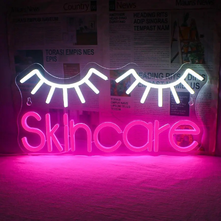Sinal de néon cílios luz rosa  - Beauty Makeup Bar avaliação e preço